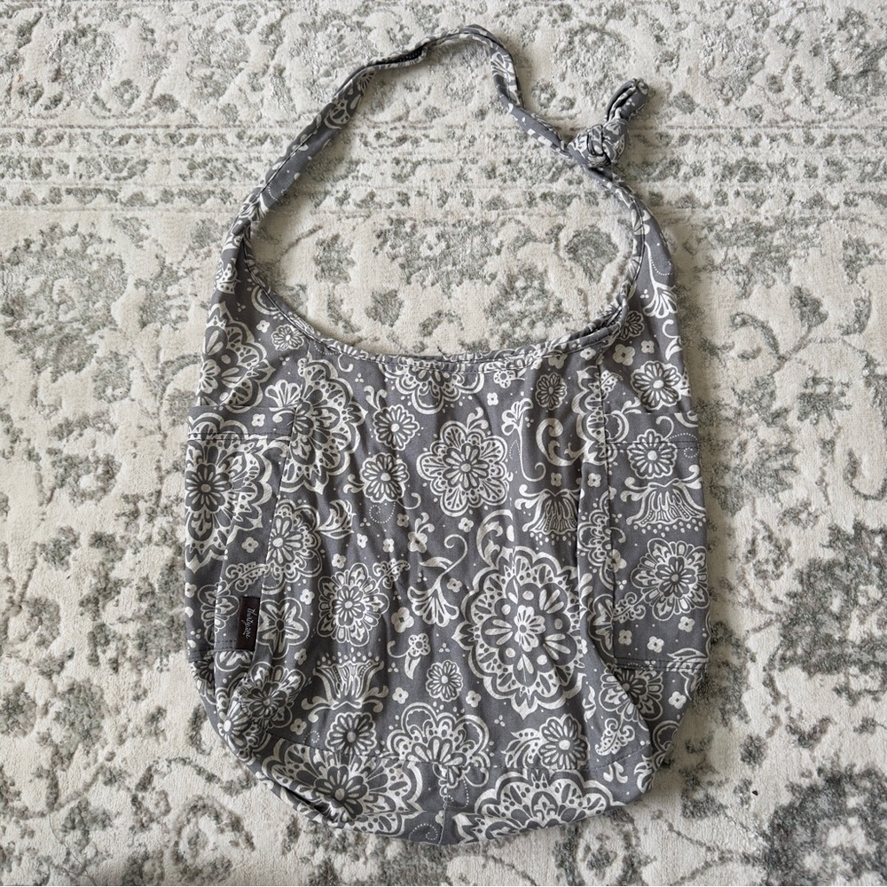 Thirty-One Gray and White Floral Shoulder Bag